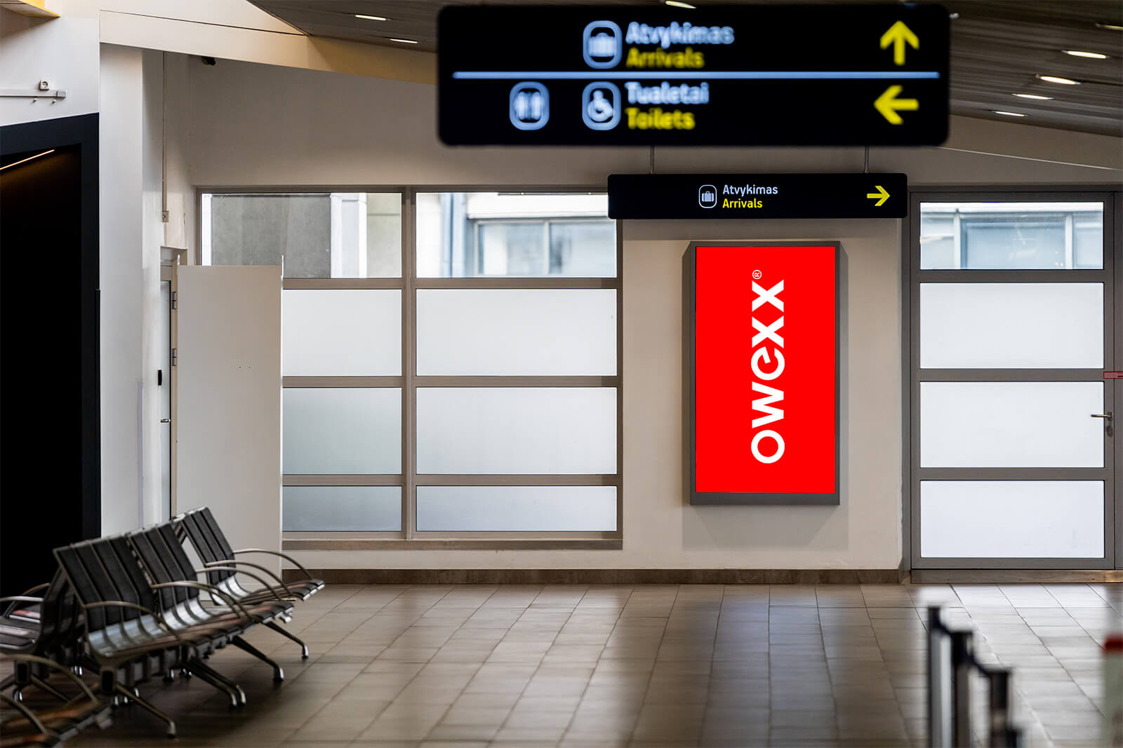 Reklamos plotas oro uoste - 75 colių ekranas, OTVV 1, V-DW-75-01, Vilnius VNO
